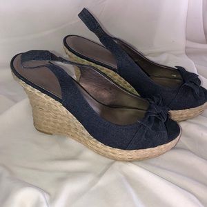 Denim Espadrille Wedges